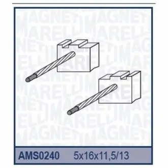 Щітки стартера (12V5x16x11,5/13) ALFA ROMEO 147, 156, 1.9 JTD FIAT MAREA, MARENGO, MULTIPLA, PALIO, PUNTO, STILO, STRADA 1.9JTD LANCI [94011360 MAGNETI MARELLI AMS0240
