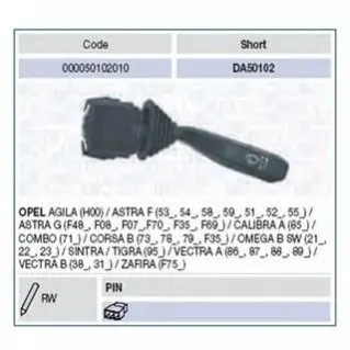 WPIER LEVER вимикач OPEL AGILA 1.0,1.2,1.3,ASTRA F 1.4,1.6,1.7,1.8,2.0,ASTRA G 1.2,1.4,1.6,1.7,1.8,2.0,2.2,CALIBRA A 2.0 [000050102010] MAGNETI MARELLI DA50102