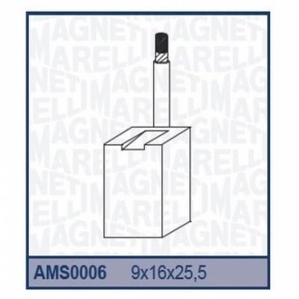 Ремкомплект (щітки) стартера(9x16x25.5) MERCEDES 200/220/240D MERCEDES T2 405/406/407 OPEL REKORD D [940113190006] MAGNETI MARELLI AMS0006