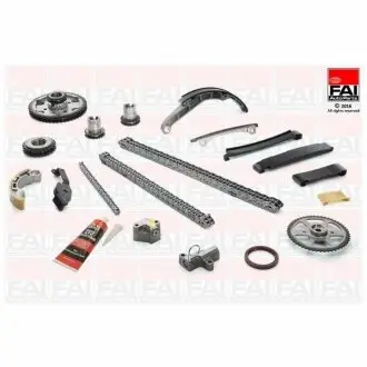 NISSAN К-кт цепи ГРМ (3 цепи+ 8 направляющих + 2 натяжителя +5 шестерен + сальник + герметик) Almera,Primera,X-Trail 2.2d 00- FAI TCK41