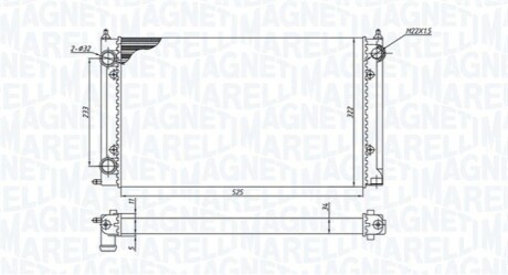 Радіатор двигуна SEAT TOLEDO I (1L) 1,6 VW CADDY I (14) 1,5 1,6 1,8 GOLF I* (17) 1,6 1,8 1,6D GOLF II* (19E/1G MAGNETI MARELLI BM1875 (фото 1)