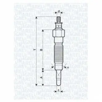 Свічка розжарювання KIA PREGIO MITSUBISHI LANCER V, GALANT, PAJERO 02- [062900064304] MAGNETI MARELLI UC47A