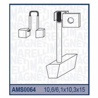 Щітки стартера (10,6x6,1x10,3x15) RENAULT: 11 19 21 VALEO [940113190064] MAGNETI MARELLI AMS0064