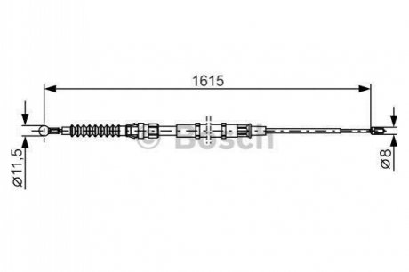 Трос ручника (задній) Skoda Superb 08-15 (1615/805mm) BOSCH 1987482328 (фото 1)