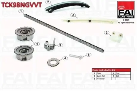 OPEL К-кт ланцюга ГРМ Astra J,Corsa D,E,Insignia,Meriva B,Mokka,Zafira Tourer 1.2/1.4 FAI TCK98NGVVT