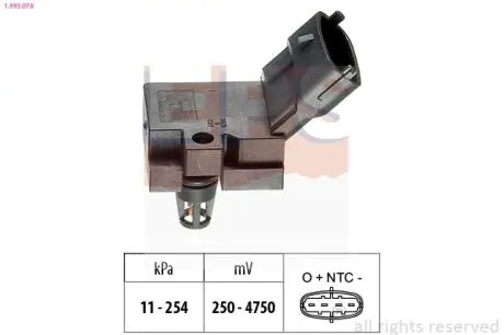 VOLVO Датчик тиску в впускному колекторі C30/70,S40/60/80,V70,XC70 2.0/2.5 98- EPS 1.993.078