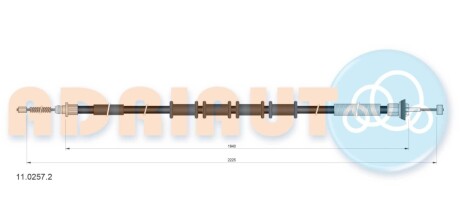 FIAT Трос ручного гальма лев./правий.Doblo 10-, OPEL COMBO 12 - 2223/1938 мм ADRIAUTO 11.0257.2