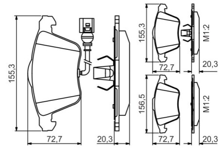 Гальмівні колодки перед. AUDI A3/TT VW Golf V, Passat 05- SEAT Leon (з датчик.) BOSCH 0986495356