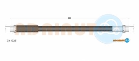 AUDI шланг гальмівний передній (внутрішній.) AUDI 80 89- A100 91- M10x1x285мм ADRIAUTO 03.1222 (фото 1)