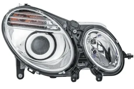 DB Фара основная галоген с мотором,с лампами H7/H7 PY21W W5W прав.W211 02- HELLA 1EL 009 260-081