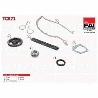 SKODA К-кт цепи ГРМ (цепь+ 2 шестерни+2 прокладки+сальники) Fabia 1.0 99- FAI TCK71