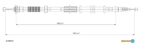 ALFA ROMEO Трос ручного тормоза лев. MITO 08-, FIAT GRANDE PUNTO 05- ADRIAUTO 11.0255.2