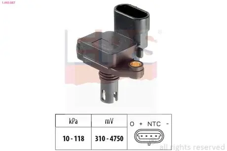 LANDROVER Датчик давления во впускном коллекторе Freelander 1.8/2.5 -06 EPS 1.993.087