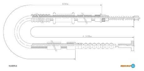 FIAT Трос ручного гальма задн. Лев. Brava, Bravo 1,4 (бараб) 95- ADRIAUTO 11.0215.1