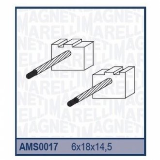 Ремкомплект (щітки) стартера (6x18x14,5) [940113190017] MAGNETI MARELLI AMS0017