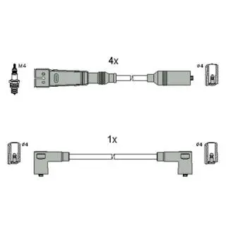 HITACHI VW К-кт високовольтних проводів Golf III,Passat,Vento,Seat 88- HITACHI (HÜCO) 134786
