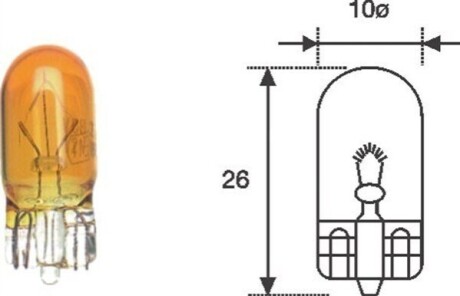 WY5W 12V5W автолампа (жовта) безцокольна (W2,1x9,5d) MAGNETI MARELLI WY5W 12V