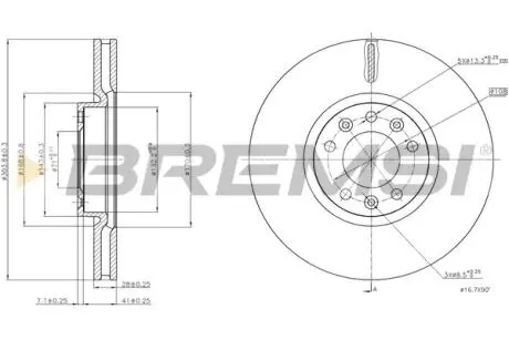 Тормозной диск перед. Citroen Berlingo/Peugeot Partner 18- (303.6x28) BREMSI CD8156V