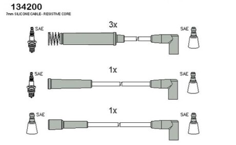 Комплект проводов зажигания HITACHI (HÜCO) 134200