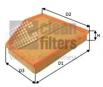 Фільтр повітряний BMW 1 (F20)/2 (F23)/3 (F31)/4 (F36) 2.0/3.0 15- CLEAN FILTERS MA3492