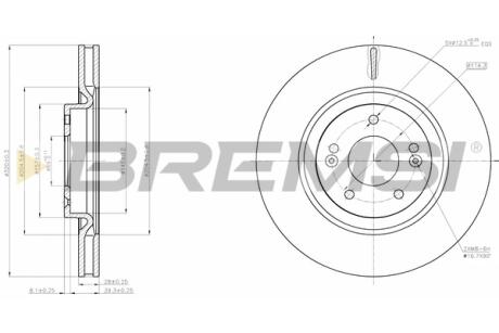 Гальмівний диск перед. Hyuindai i40/ix35/KIA Optima 12- (320x28) BREMSI CD8199V