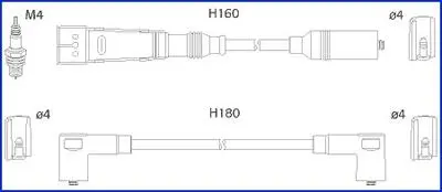 HITACHI VW К-кт високовольтних проводів Golf,Passat,Caddy,Seat HITACHI (HÜCO) 134705