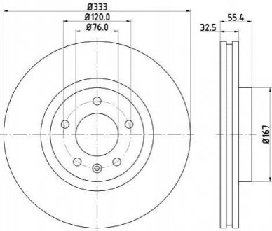 Гальмівний диск передн VW T5 - (333*32.5) діаметр 17&quot; MINTEX MDC1705 (фото 1)