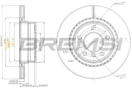 Тормозной диск зад. BMW 1 (E81/E87)/3 (E90/E91) 03- (300x20) BREMSI CD7549V