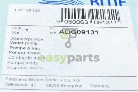 Помпа води Hyundai Accent/Elantra/Santa Fe/Tucson/Kia Sportage 1.5/2.0CRDI 01-08 BLUE PRINT ADG09131