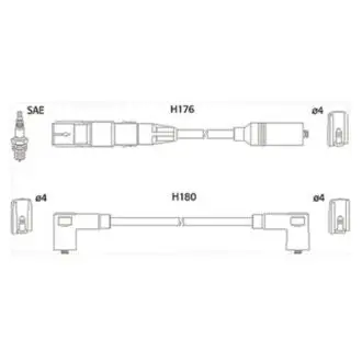 HITACHI VW К-кт высоковольтных проводов (650мм, 550мм, 400мм, 300мм) Golf III,IV 1.6 94- HITACHI (HÜCO) 134766