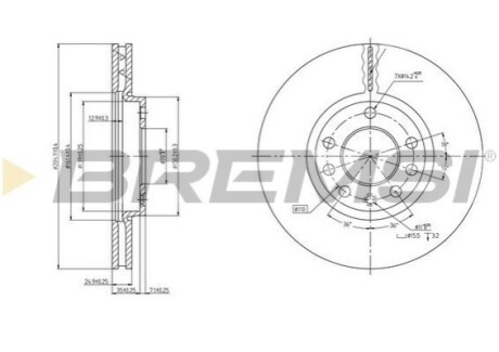 Тормозной диск перед. Vectra C/Signum 02- (285x25) (вент.) BREMSI CD7191V