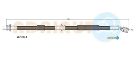 NISSAN Шланг гальмівний пер. лев.Primera P10 -96 ADRIAUTO 28.1203.1