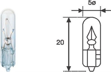 T5 W1,2W 12V1,2W автолампа безцокольна MAGNETI MARELLI T5 1,2W 12V