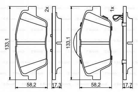 Колодки гальмівні (передні) Hyundai Sonata VI 11-14//Kia Optima 10- BOSCH 0986494755
