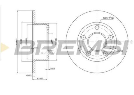 Гальмівний диск зад. Passat B5/Audi 100/A6 -05 (245x10) BREMSI CD6321S