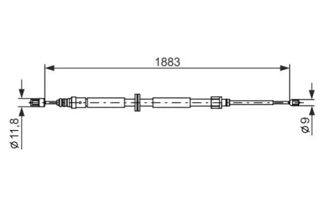 Трос ручника (задній) Renault Megane III 08- (1883/1062mm) BOSCH 1987482302