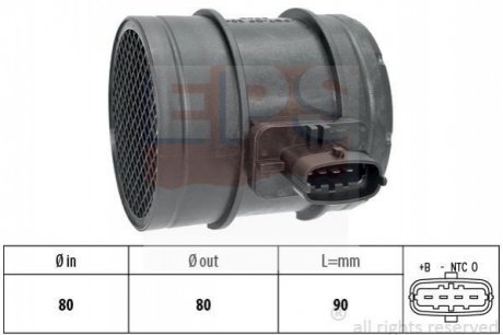 Расходомер воздуха Fiat Ducato (250)// Iveco Daily IV, V 2.0D/2.3D/3.0D 05.06- EPS 1.991.483 (фото 1)