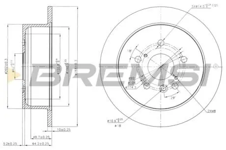 Гальмівний диск зад. Lexus RX 3.0/3.5i 03- (287,8x10) BREMSI CD7545S