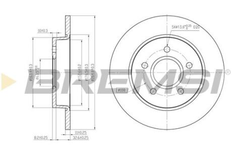 Тормозной диск зад. Focus II 04-/C-MAX 07- (265x11) BREMSI CD7226S