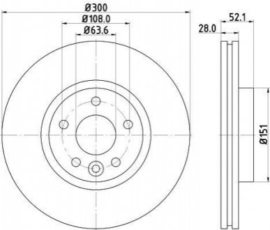 Гальмівний диск передній Ford Mondeo 1.6-2.5 03.07-01.15 HELLA 8DD355116-221 (фото 1)