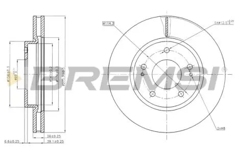 Тормозной диск перед. Lancer VII/VIII 03- (276x26) BREMSI CD7599V