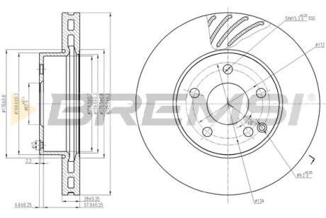 Гальмівний диск перед. MB W204/W212 07- (295.28x28) BREMSI CD7690V