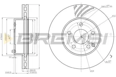 Гальмівний диск перед. MB W204/W212 07- (295.28x28) BREMSI CD7690V