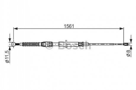 Трос ручника (задній) VW Touran 03-15 (1561/896mm) BOSCH 1987482264