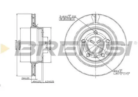 Тормозной диск зад. BMW 3 (E46) 98-05 (294x19) BREMSI CD7073V