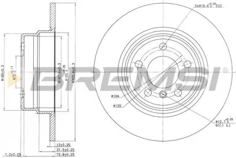 Гальмівний диск зад. BMW X5 (E53) 00-06 (324x12) BREMSI CD7255S