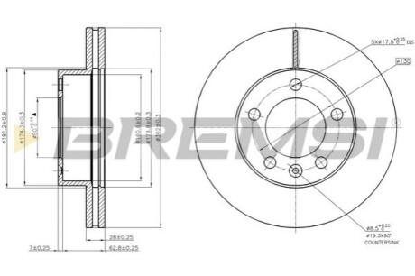 Тормозной диск перед. Master/Movano 10- (302mm) BREMSI CD7974V