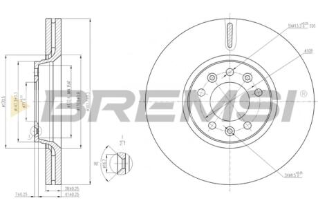 Тормозной диск перед. Scudo/Jumpy 07- (304x28) BREMSI CD7615V