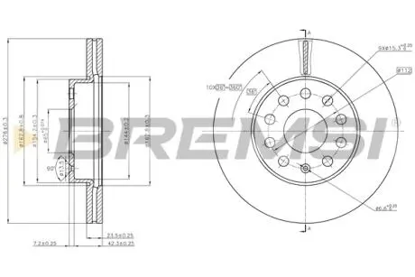 Тормозной диск перед. VW Golf VII 12- (276x24) BREMSI CD8400V