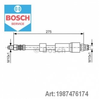 Шланг гальмівний (задній) BMW 5 (E39) 97-03 (275mm) BOSCH 1987476174